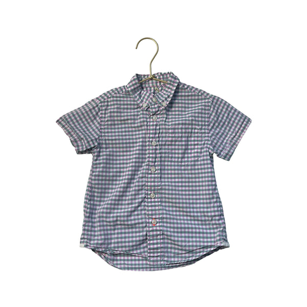 Crewcuts Green & Lavender Check Button Down Shirt - Size 3
