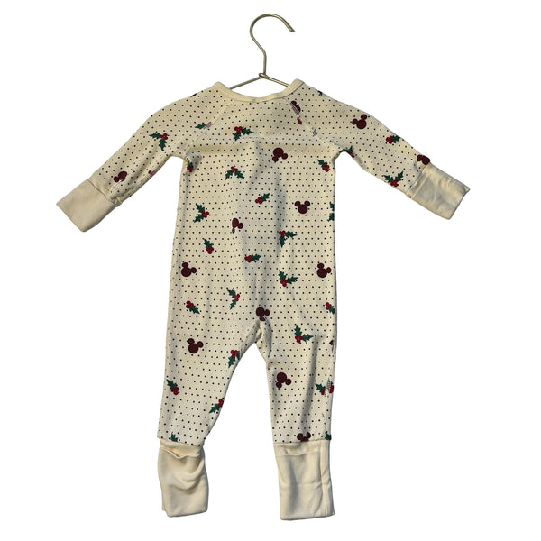 Hanna Andersson x Disney Ivory Dot, Holly, Mickey Print One-Piece PJs - 0-3 Mo