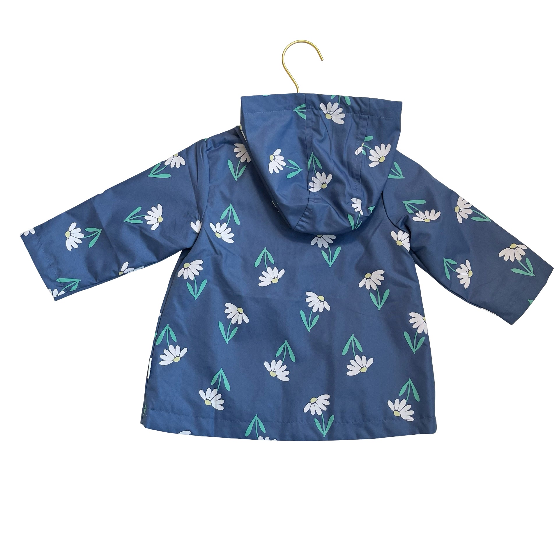 Carter's Blue Flower Print Hooded Rain Jacket - Size 12 Mo