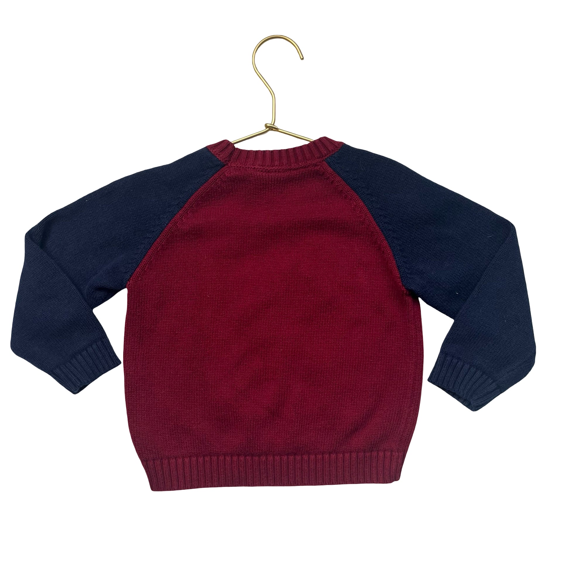 Janie and Jack Burgundy & Navy Moose Sweater - Size 18-24 Mo