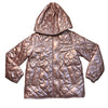 Crewcuts Primaloft Pink Metallic Heart Quilted Hooded Jacket  - Size M 8-9