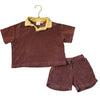 Zara Brown Terry Polo Shirt & Shorts Set - Size 5