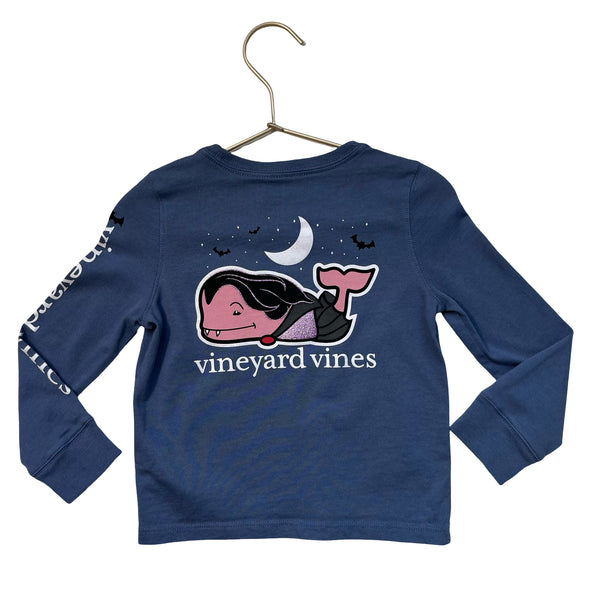 Vineyard Vines Blue Halloween Vampire Whale Graphic Shirt - Size 2T