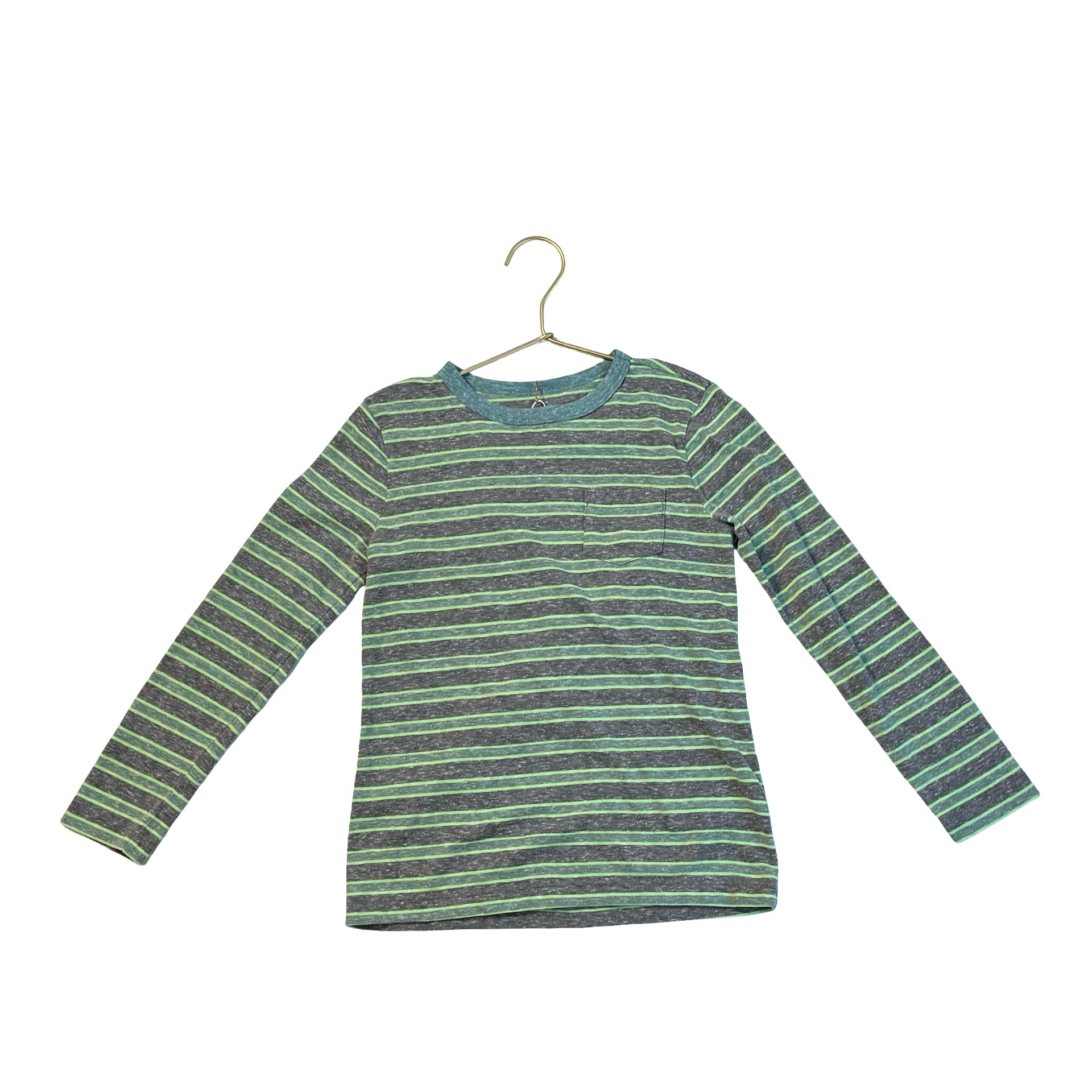 Crewcuts Heather Green & Gray Striped Shirt - Size XS 4-5