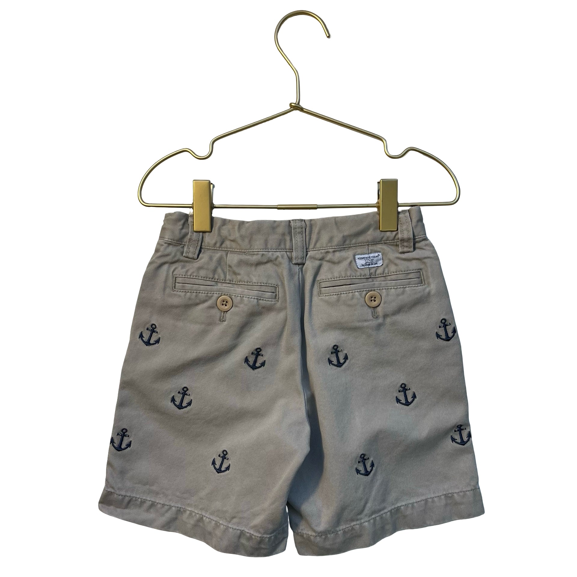 Vineyard Vines Khaki Embroidered Anchor Shorts - Size 4T