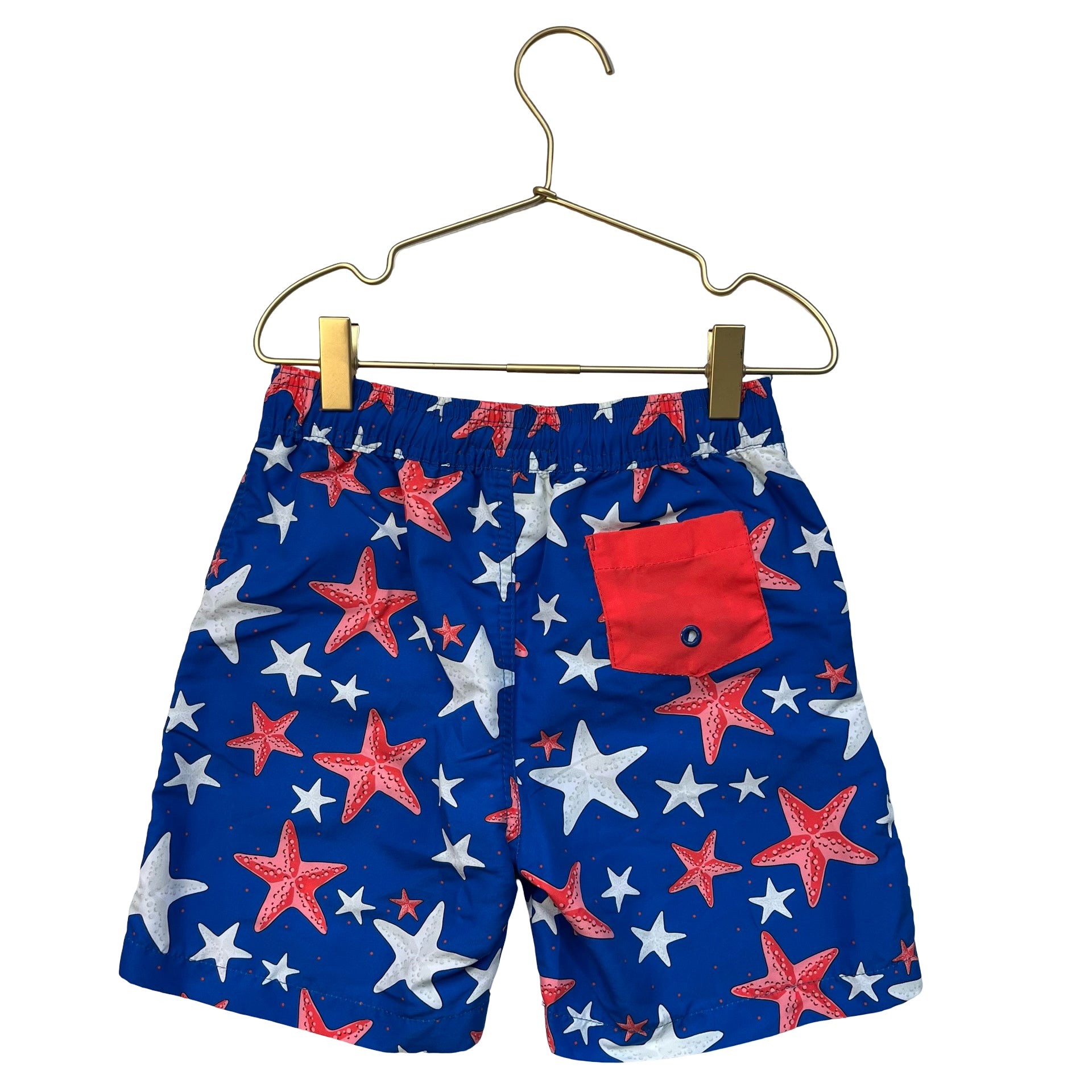 Andy & Evan Blue Starfish Print Swim Trunks - Size 6