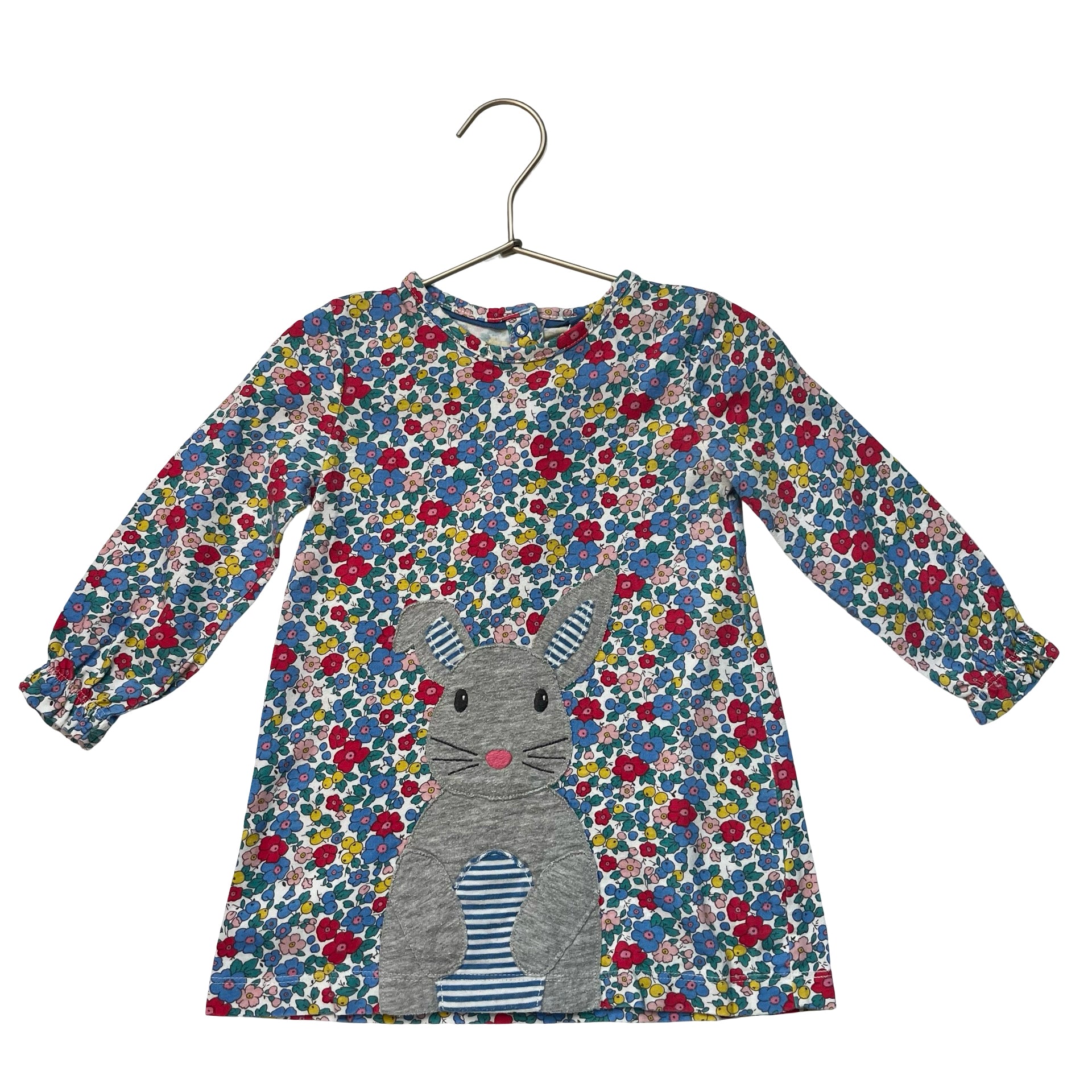 Baby Boden Floral & Bunny Applique Dress - Size 12-18 Mo