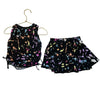 Pixie Lane Black & Multi-Color Splatter Skort Skirt & Tank Set - Size 4