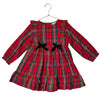 Ruffle Butts Red Tartan Plaid Dress, Black Velvet Bows - Size 5