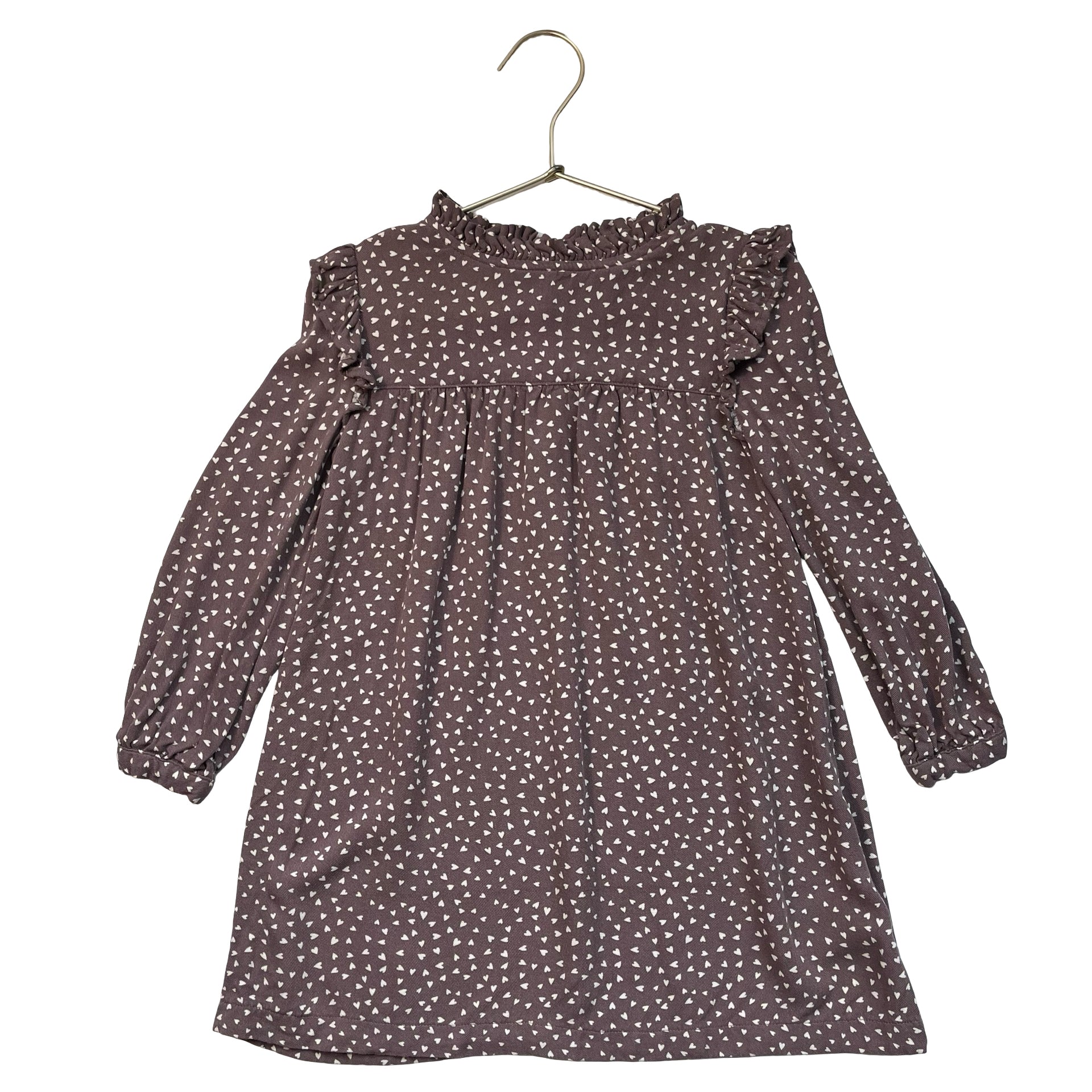 Gap Kids Dusty Plum & Ivory Heart Print Dress - Size XS 4-5