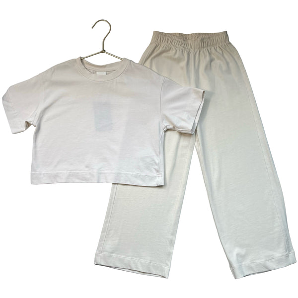 Zara Ivory T-Shirt & Wide-Leg Pants Set - Size 6-7
