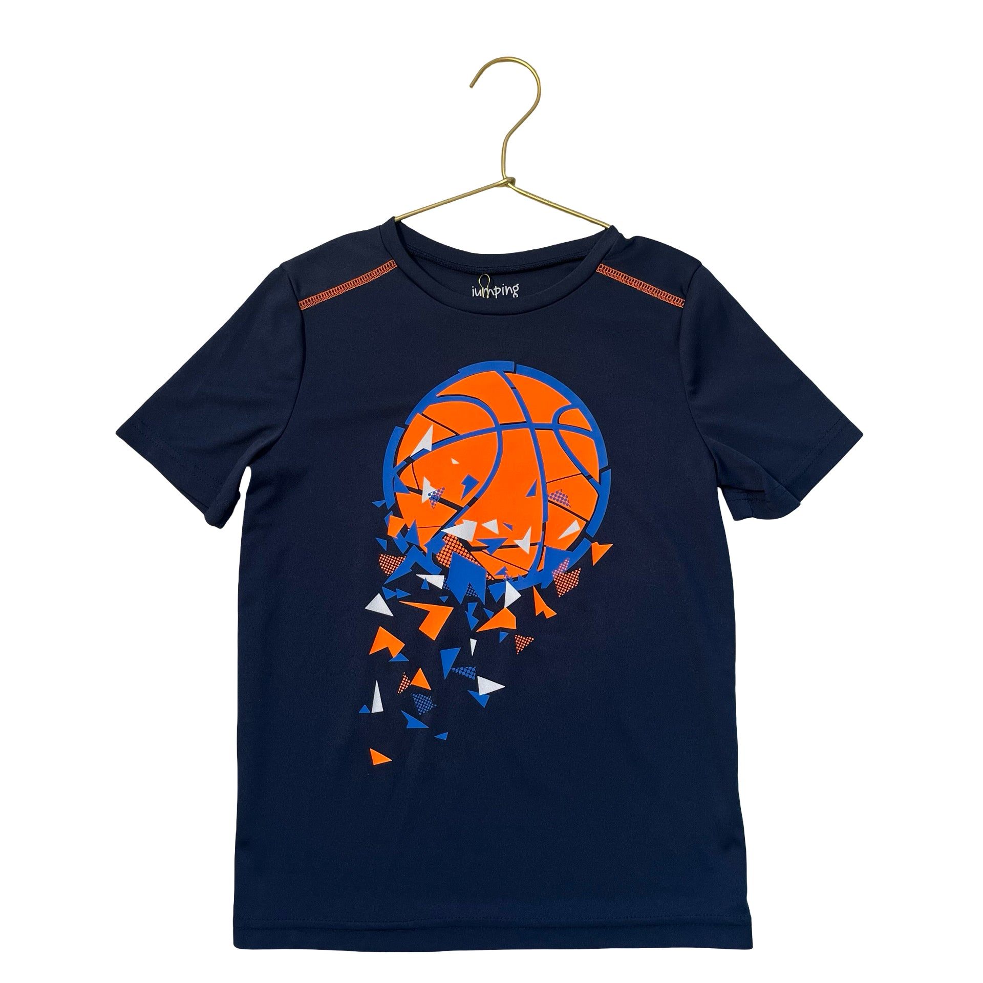 Jumping Beans Active Navy & Orange Basketball Graphic T-Shirt - Size 7