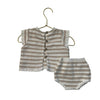 Rylee & Cru Ivory & Tan Striped Cotton Knit Top & Bubble Shorts Set - 6-12 Mo