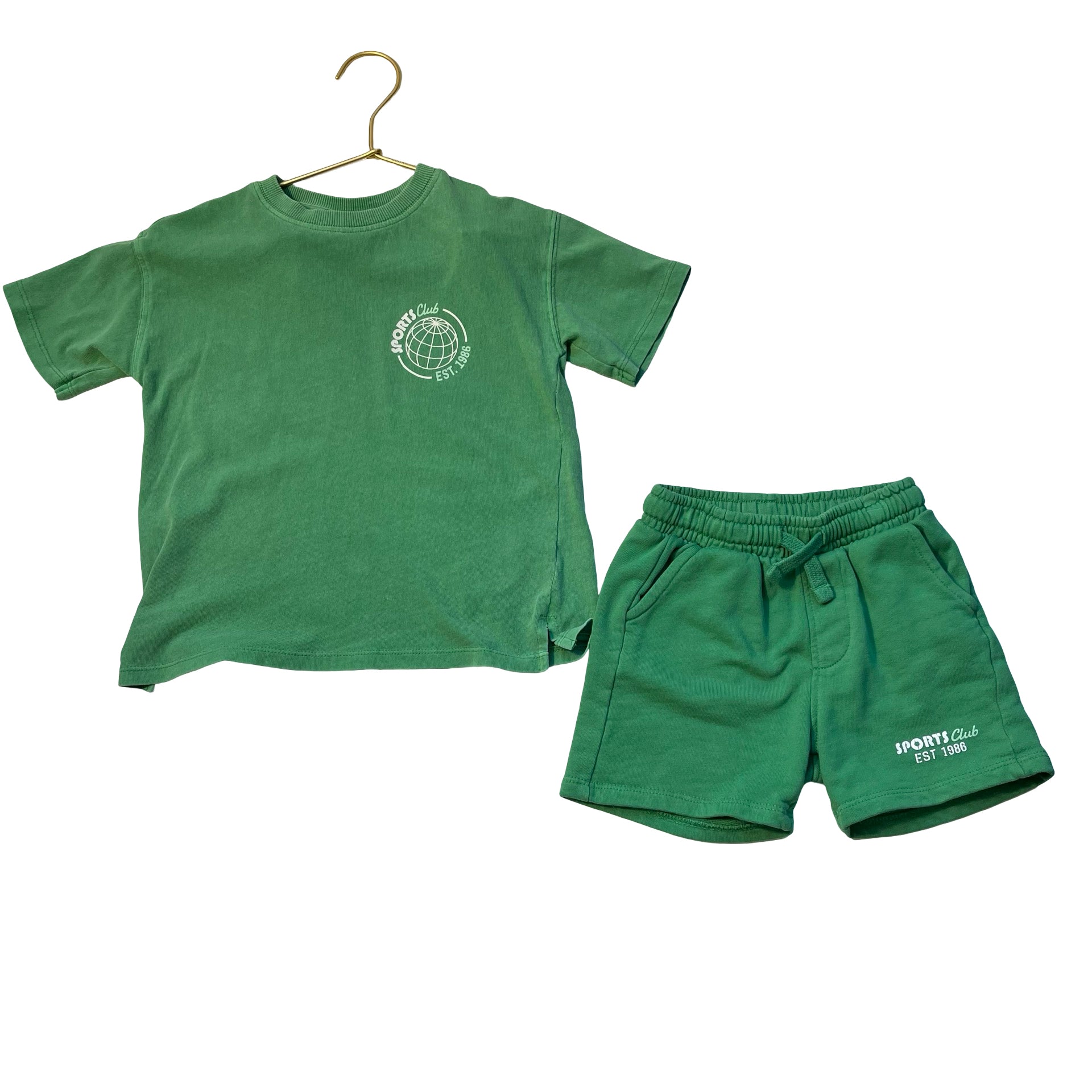 Zara Green 'Sports Club' T-Shirt & Shorts Set - Size 3