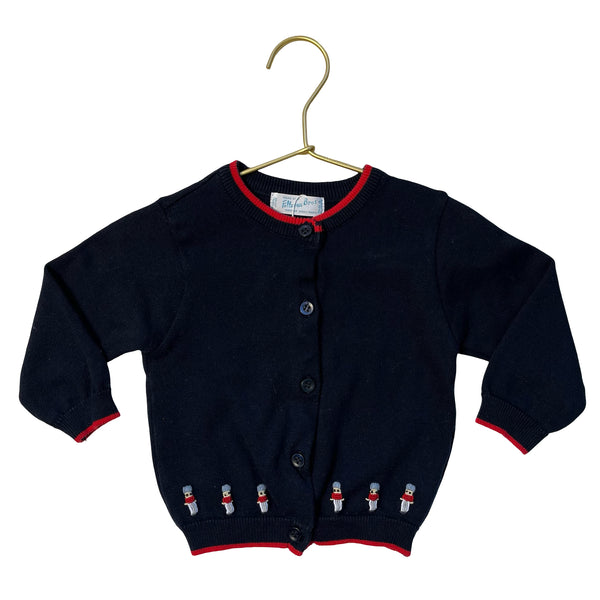 Feltman Bros. Navy Embroidered Nutcracker Cotton Cardigan Sweater - Size 18 Mo