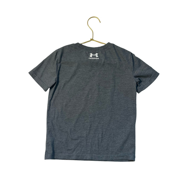 Under Armour Gray 'Freedom' Stars & Stripes Logo T-Shirt - Size 5