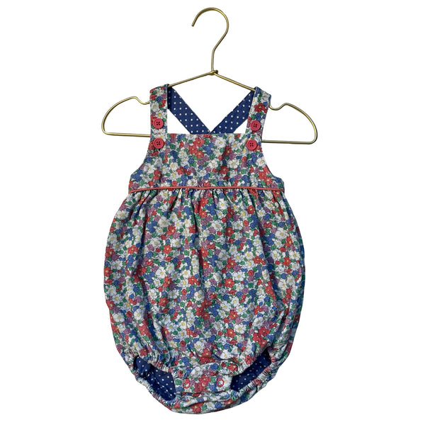 Baby Boden Floral Corduroy Overall Bubble Romper - Size 18-24 Mo