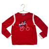 Jacadi Red Cotton Girl & Dogs on Bicycle Sweater - Size 6A