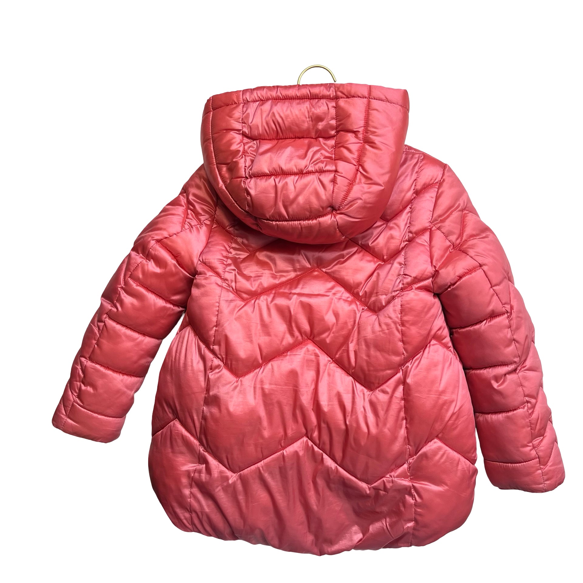 Catimini Faux-Fur Lined Coral Hooded Puffer Jacket - Size 6