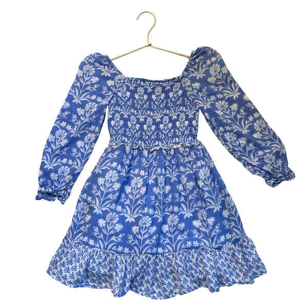 Vineyard Vines Periwinkle Blue Mixed Floral Smocked Dress - Size 7