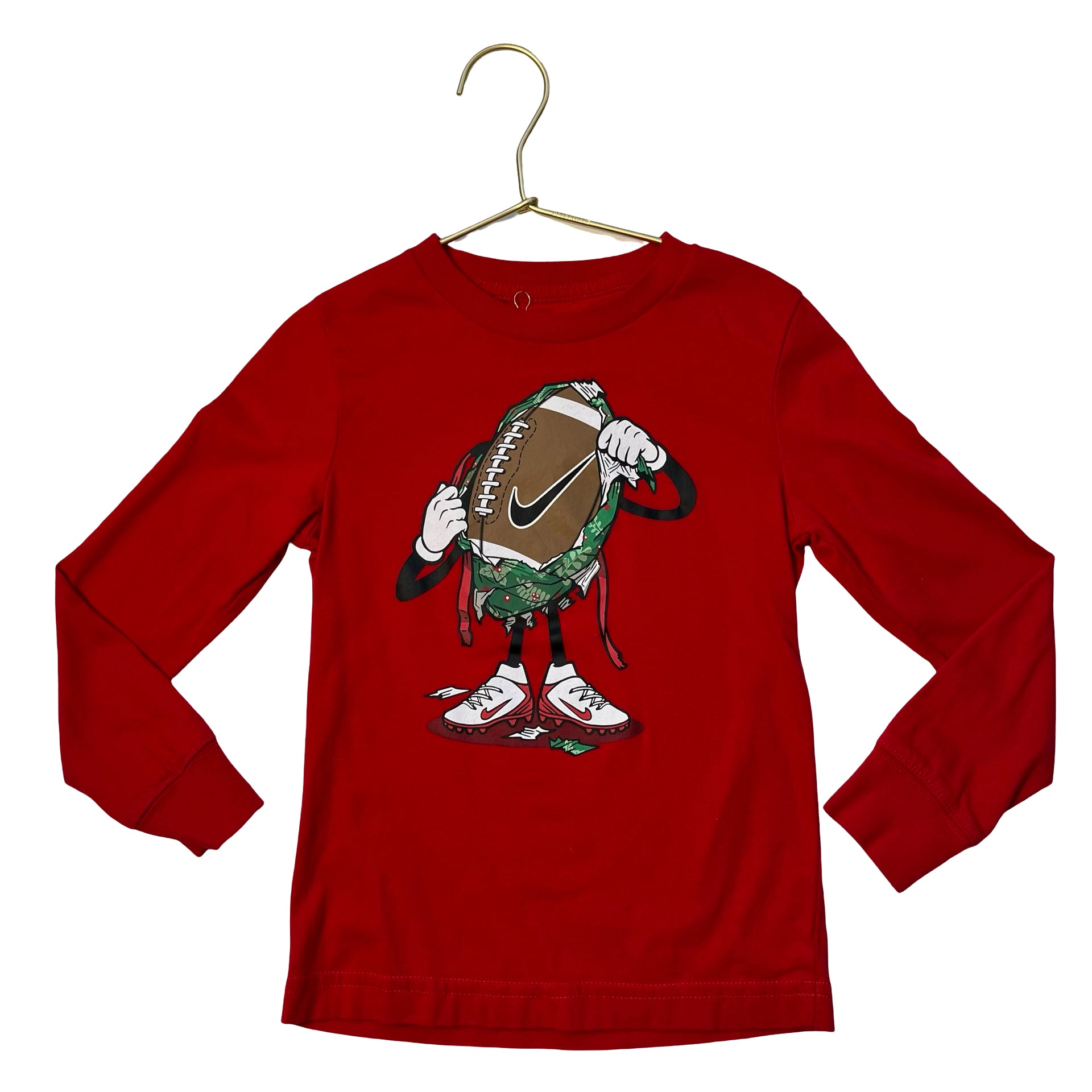 Nike Red Christmas Football Graphic Shirt - Size 4T