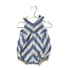 Pink Chicken Blue & Metallic Silver Chevron Bubble Romper - Size 6-12 Mo