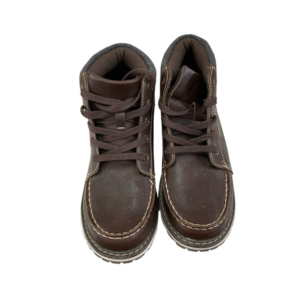 Sonoma Brown Faux Leather Lace-Up Boots - Size 3Y Big Kid