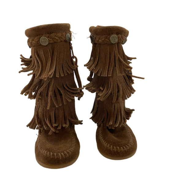 Minnetonka Brown Suede Fringe Boots - Size 9