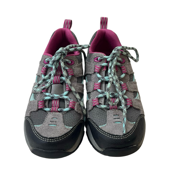 L.L.Bean Gray, Teal, Pink Trail Sneakers - Size 1Y Big Kid