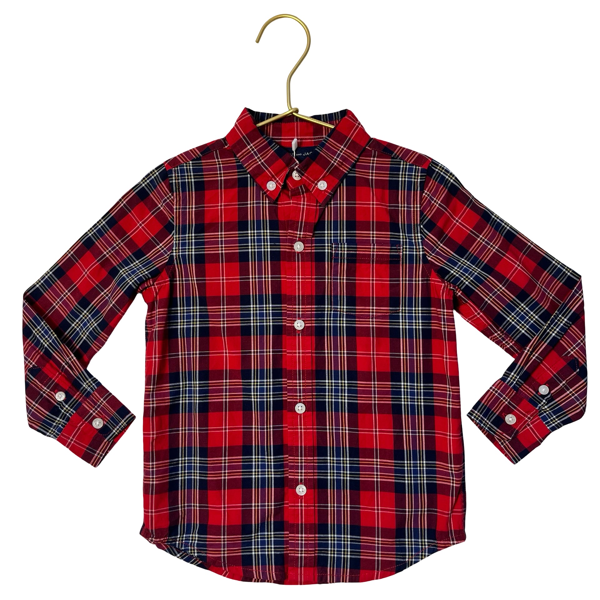 Janie and Jack Red Tartan Plaid Button Down Shirt - Size 3