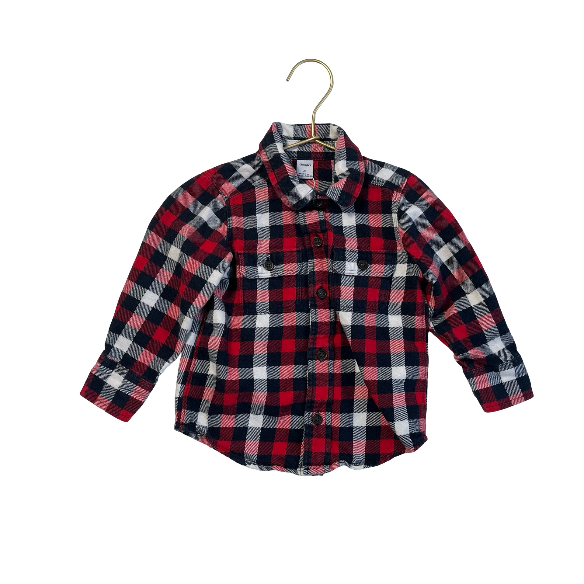 Old Navy Red, Navy, White Plaid Flannel - Size 2T
