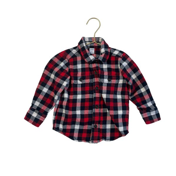 Old Navy Red, Navy, White Plaid Flannel - Size 2T