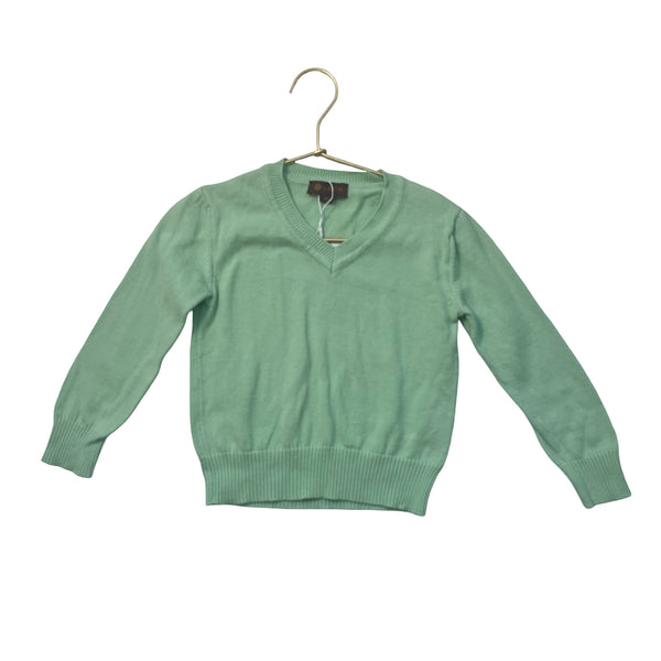 Leon Light Green V-Neck Cotton Sweater - Size 2Y