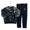 Adidas Black Leggings & Silver Foil Leopard Print Sweatshirt Set with Tags - 4T