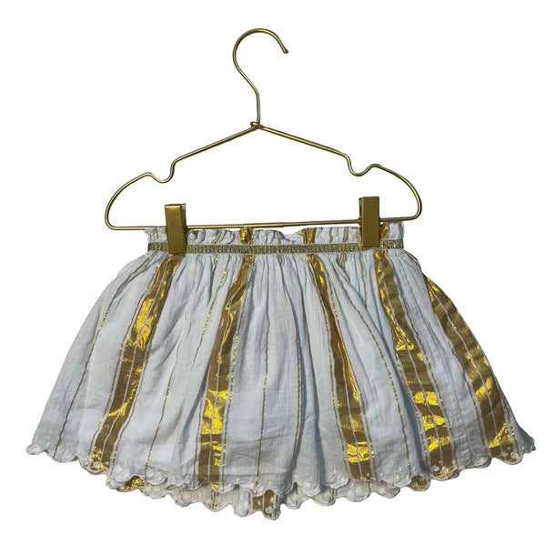 Louise Misha White & Gold Metallic Striped Skirt - Size 4Y