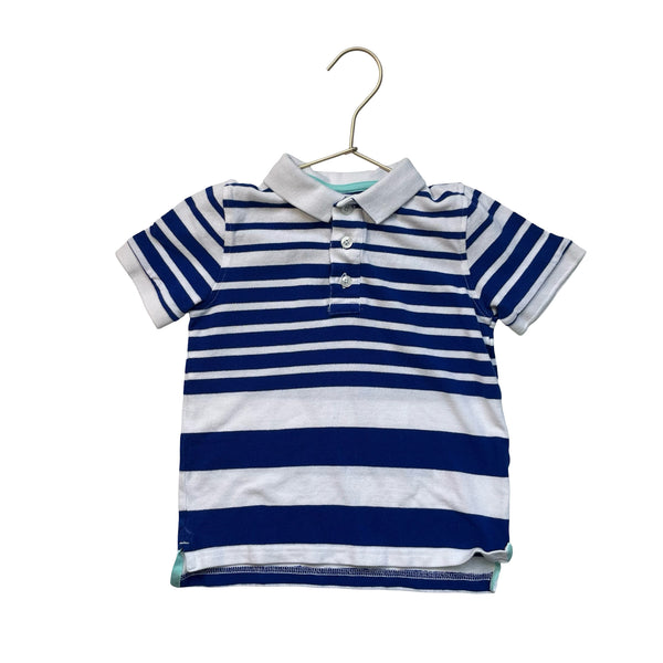 Boden Blue & White Striped Polo Shirt - Size 4-5Y