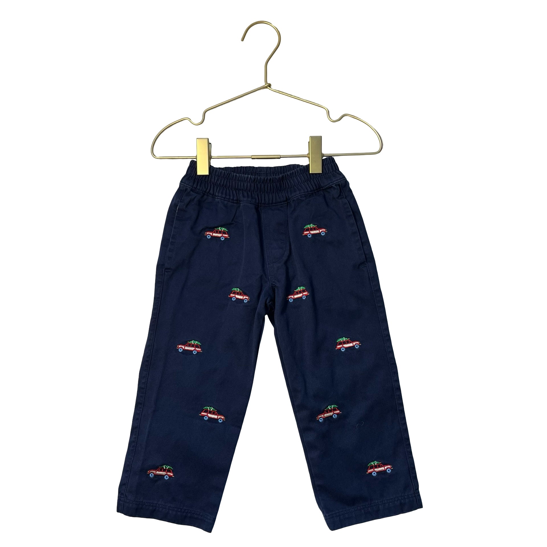 Beaufort Bonnet Navy Embroidered Christmas Tree Car Pants - Size 2T