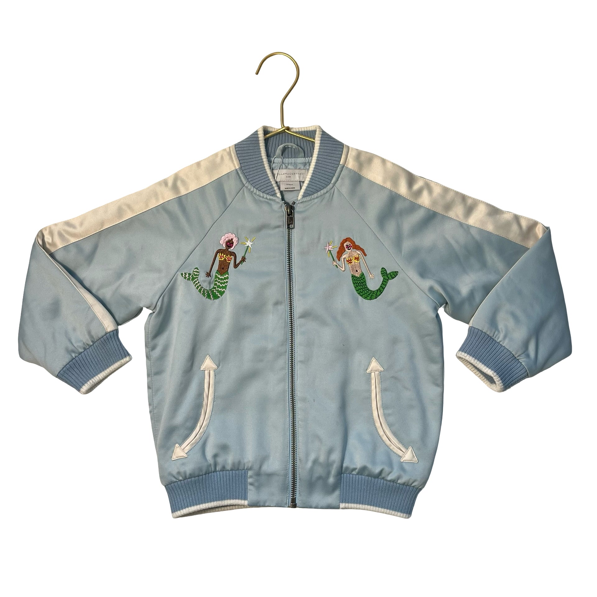Stella McCartney Kids Light Blue Embroidered Mermaid Jacket - Size 5