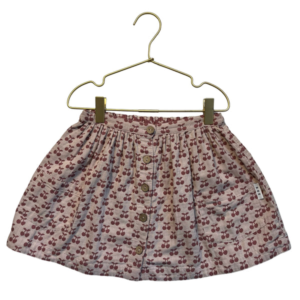 Hux Peach & Dusty Rose Cherry Print Reversible Skirt - Size 6
