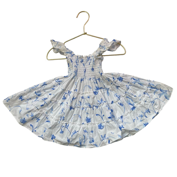Hill House White & Blue Floral Dress - Size 2Y