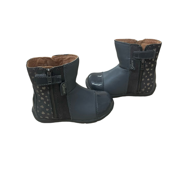 Geox Gray & Silver Heart Ankle Boots - Size 6.5