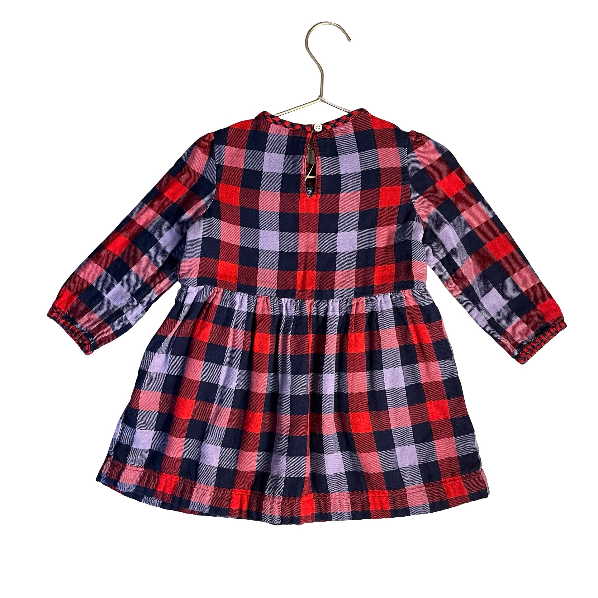 Primary Red, Purple, Navy Check Dress - Size 3