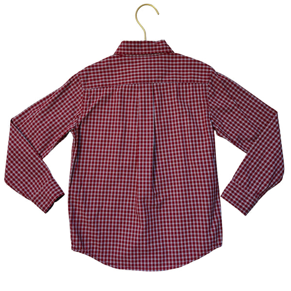 Janie and Jack Red, Navy, White Plaid Button Down Shirt - Size 5