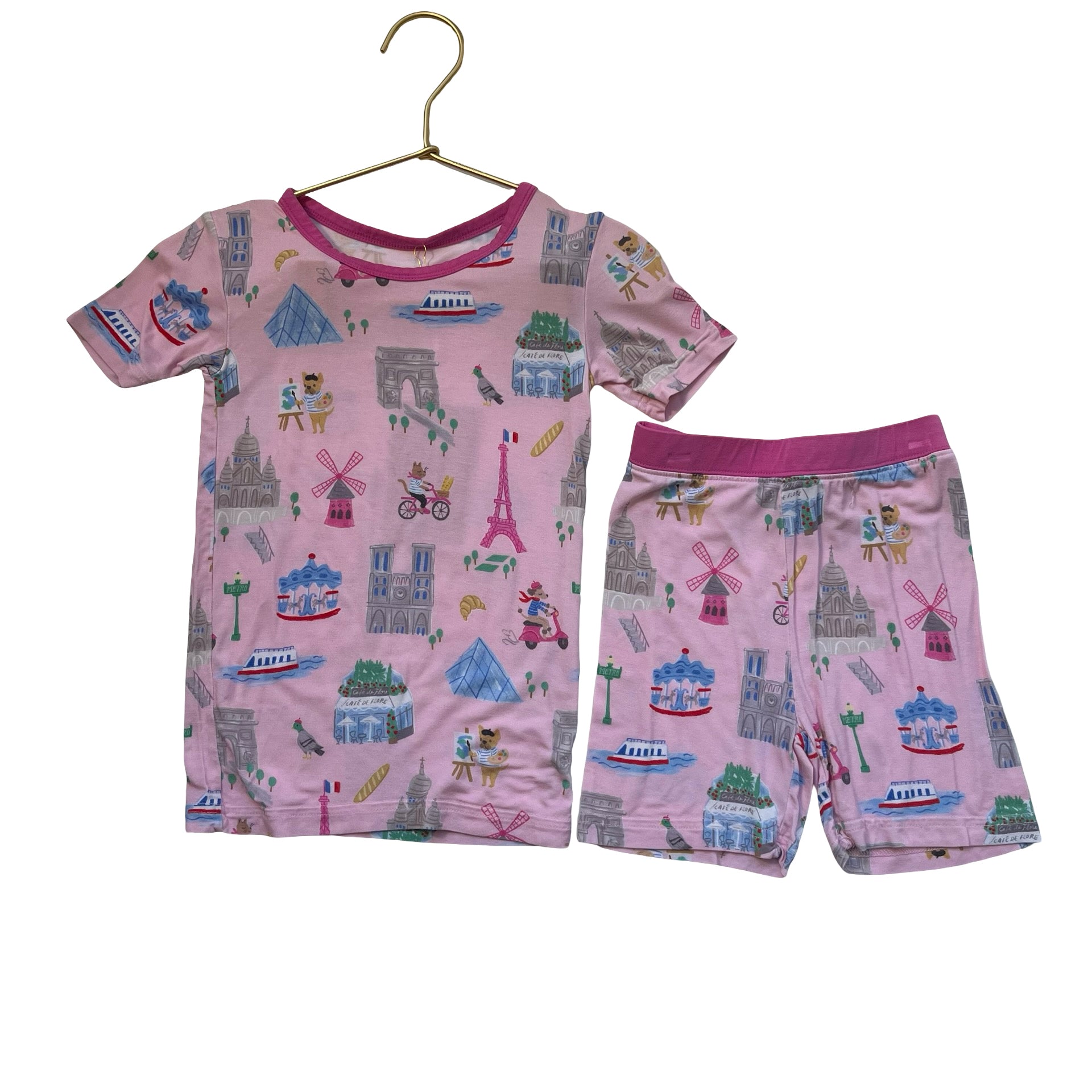 Little Sleepies Pink Paris Print 2 Piece PJs - Size 3T