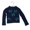 Janie and Jack Navy Sweater, Green Tartan Bows - Size 3