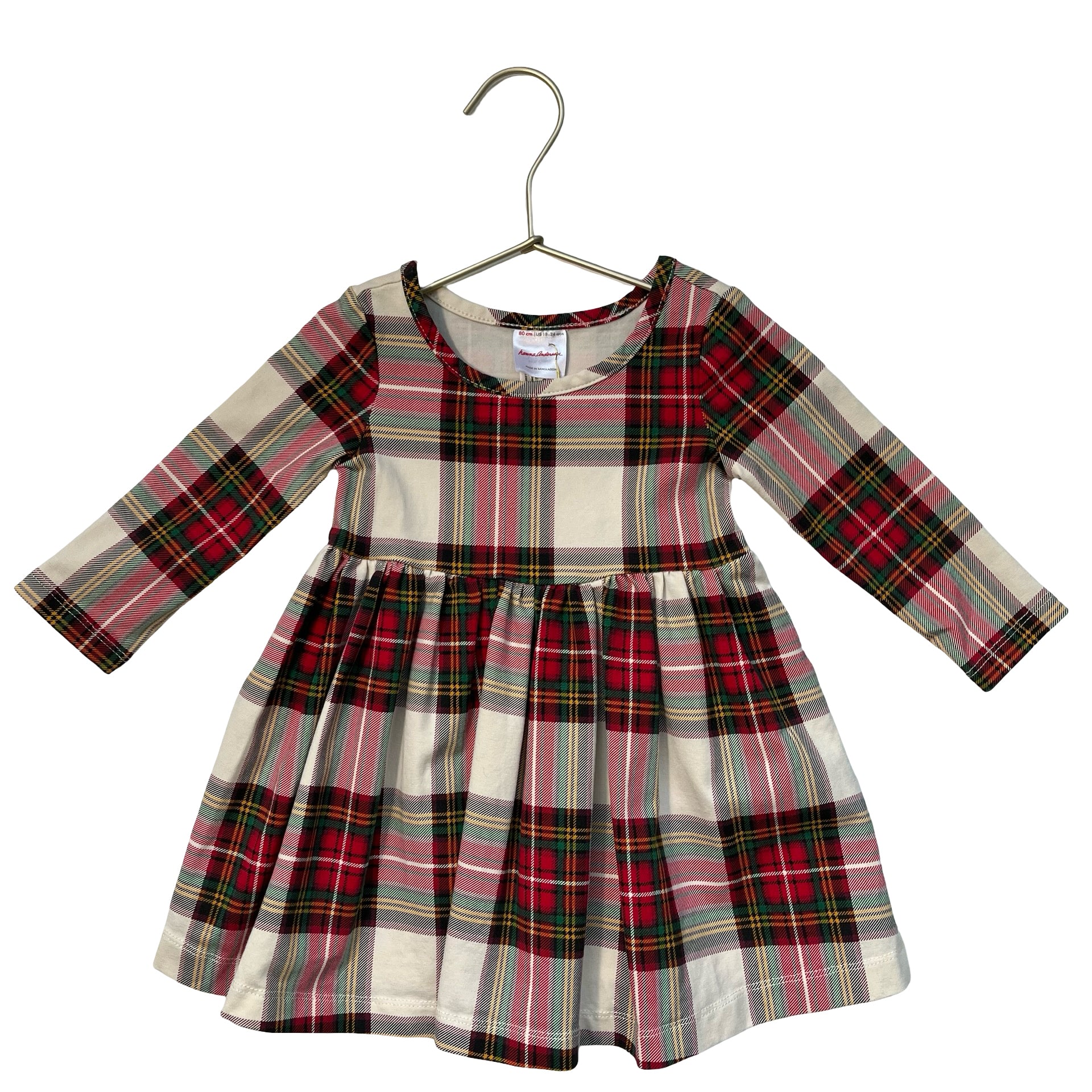 Hanna Andersson Ivory & Red Tartan Plaid Dress - Size 18-24 Mo