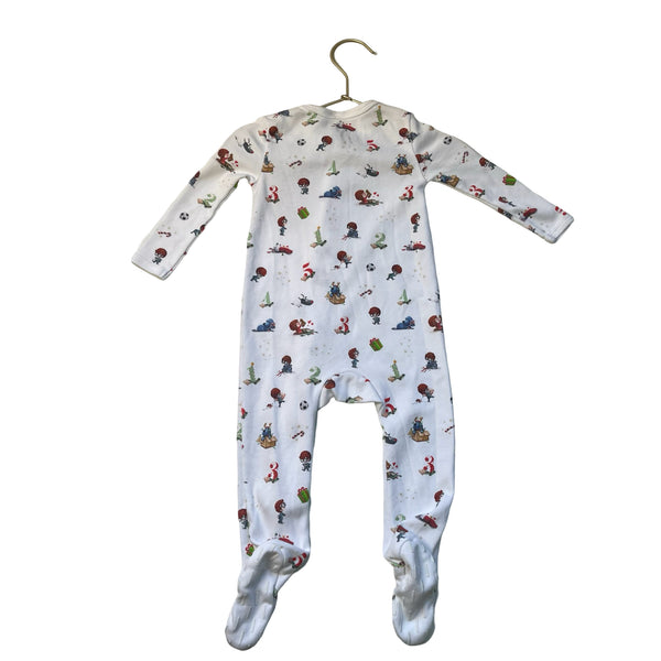 12/12 White Christmas Numbers One Piece - Size 6-12 Mo