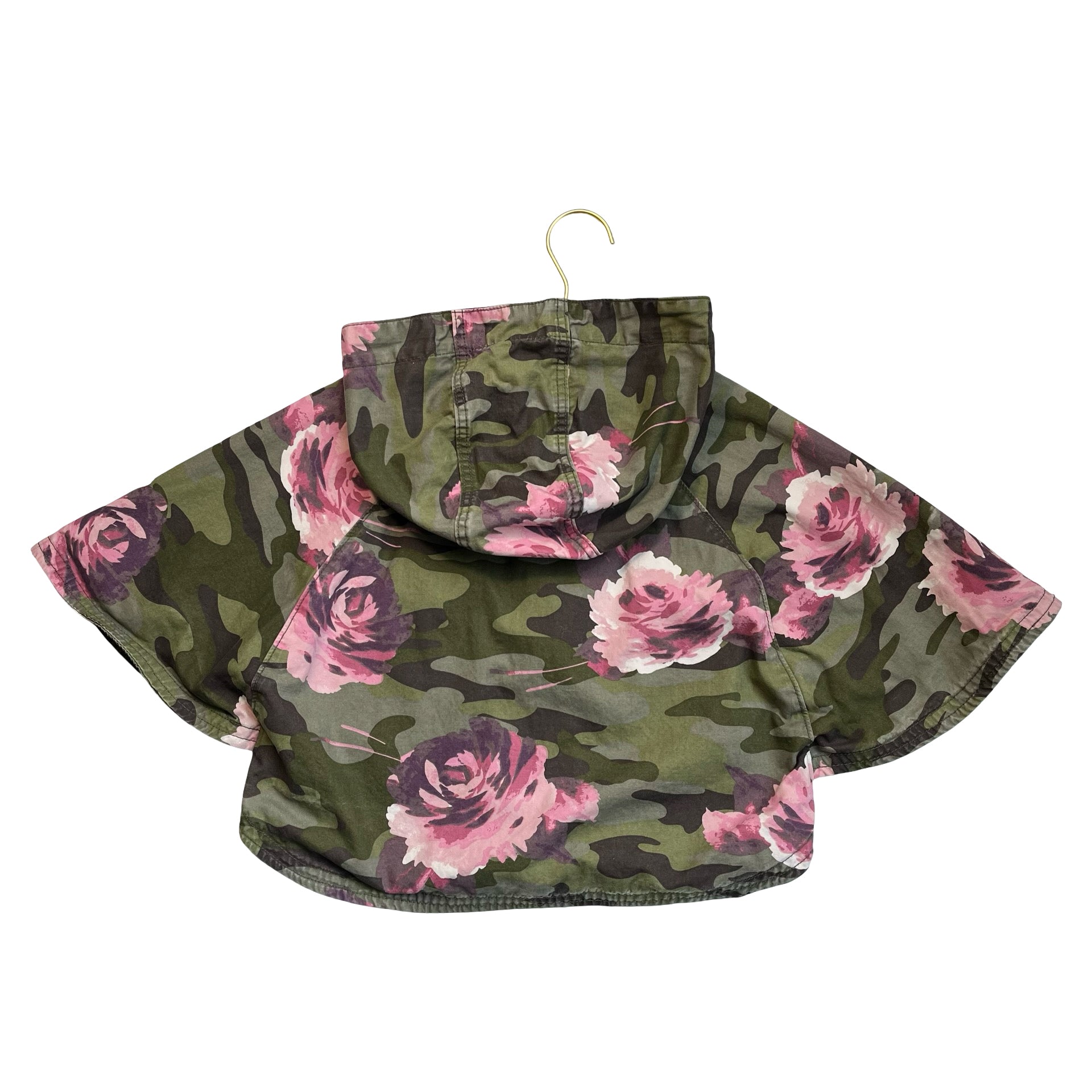 Baby Gap Green Camo & Pink Floral Hooded Poncho Jacket - Size 3