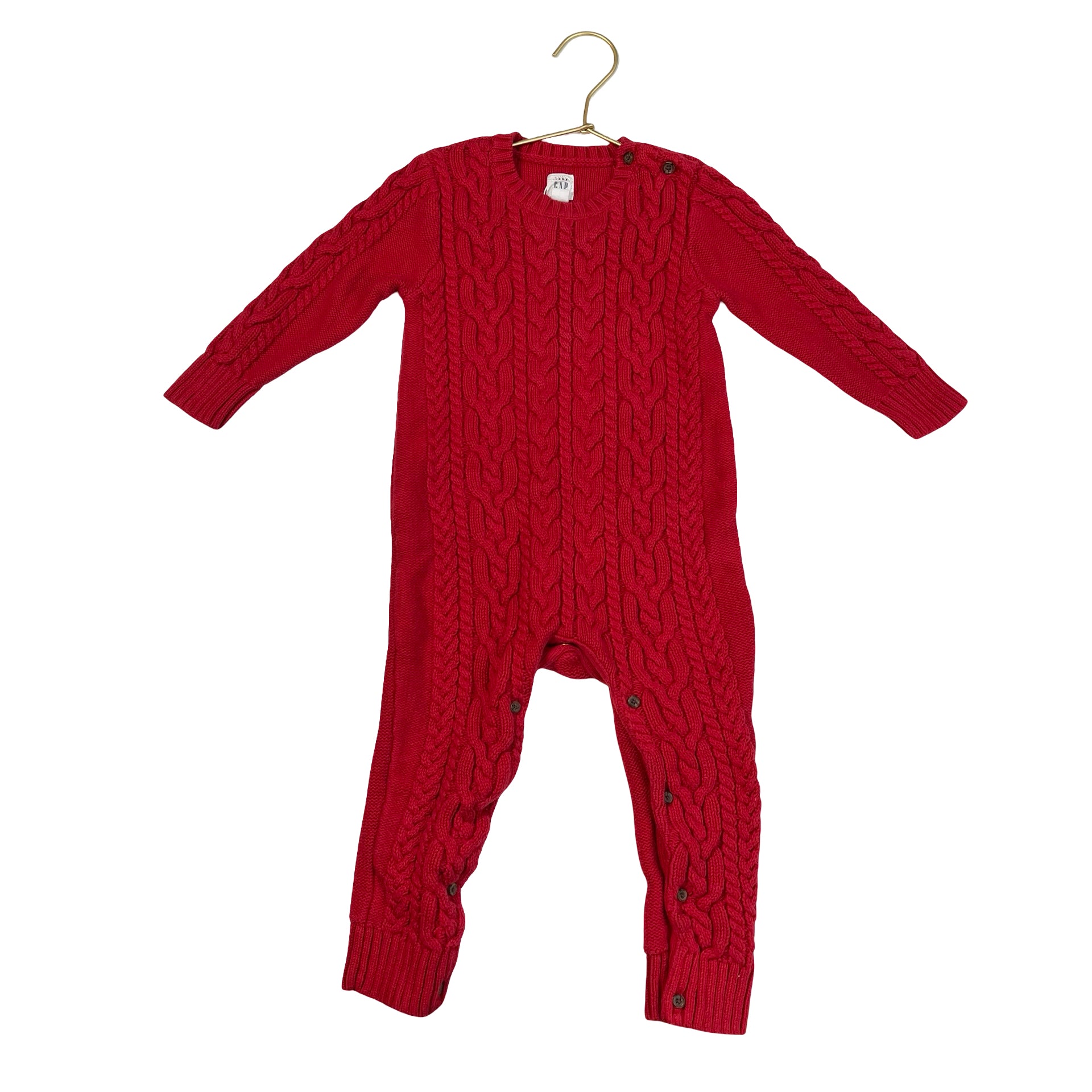 Baby Gap Red Cotton Cable-Knit One-Piece - Size 18-24 Mo