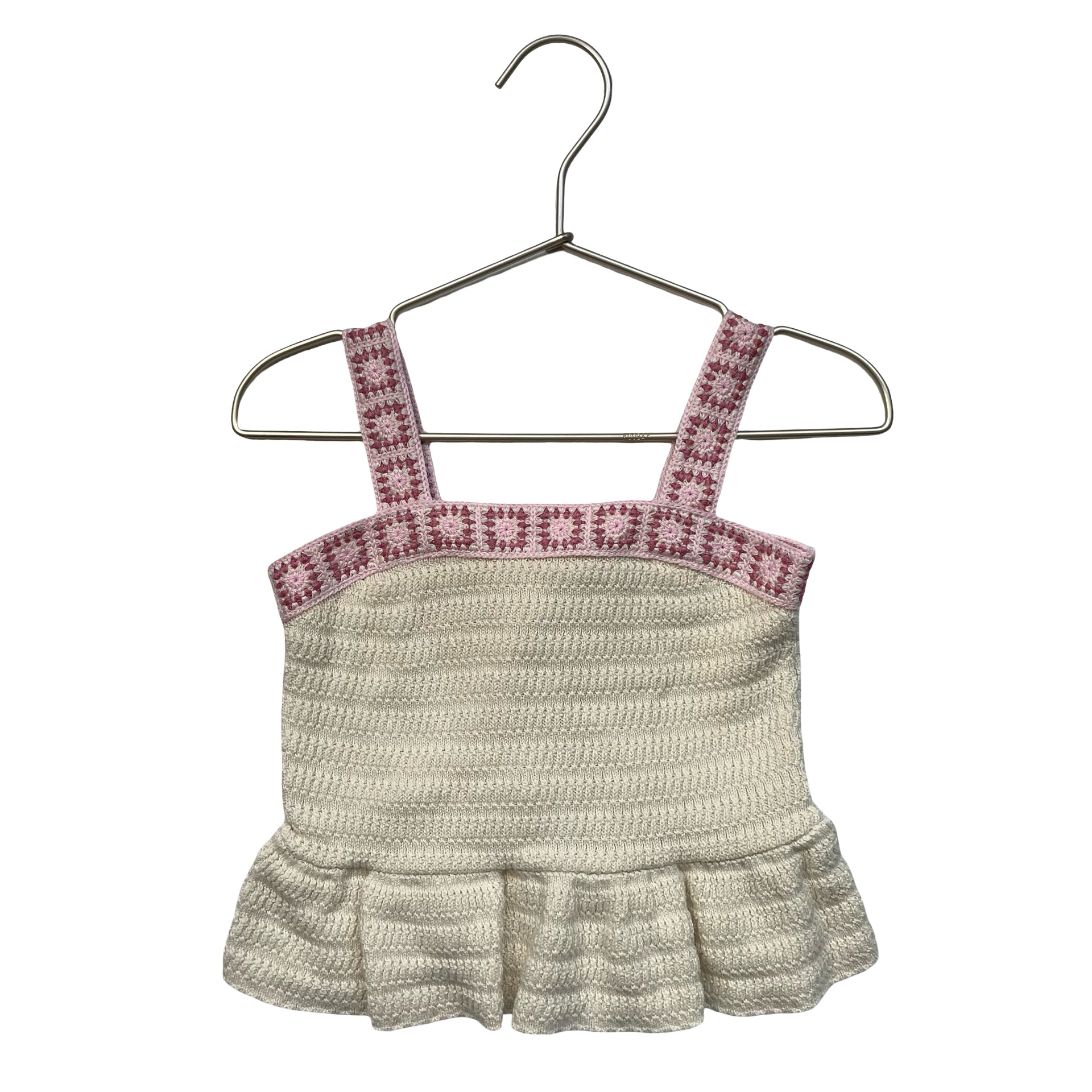 Janie and Jack Ivory & Pink Crochet Top - Size 2T